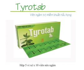 Thông báo mặt hàng mới: TYROTAB (Hộp/5 vỉ xé/10 viên ngậm)